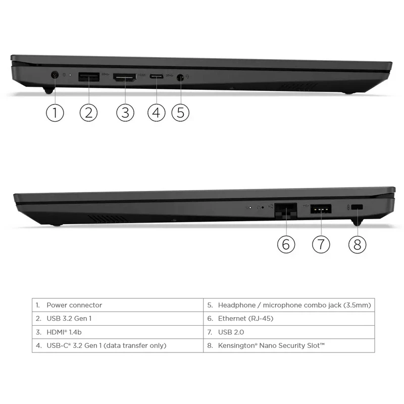 لپ تاپ 15.6 اینچی لنوو مدل V15 G2 IJL-Celeron N4500-8GB DDR4-256GB SSD-TN