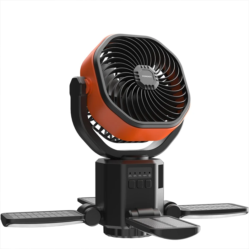 پنکه و پاوربانک خورشیدی پرودو مدل Porodo SunCharge Outdoor Solar Fan PDLFSTFNBKOG
