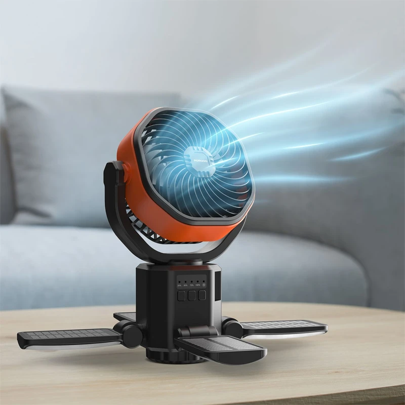 پنکه و پاوربانک خورشیدی پرودو مدل Porodo SunCharge Outdoor Solar Fan PDLFSTFNBKOG