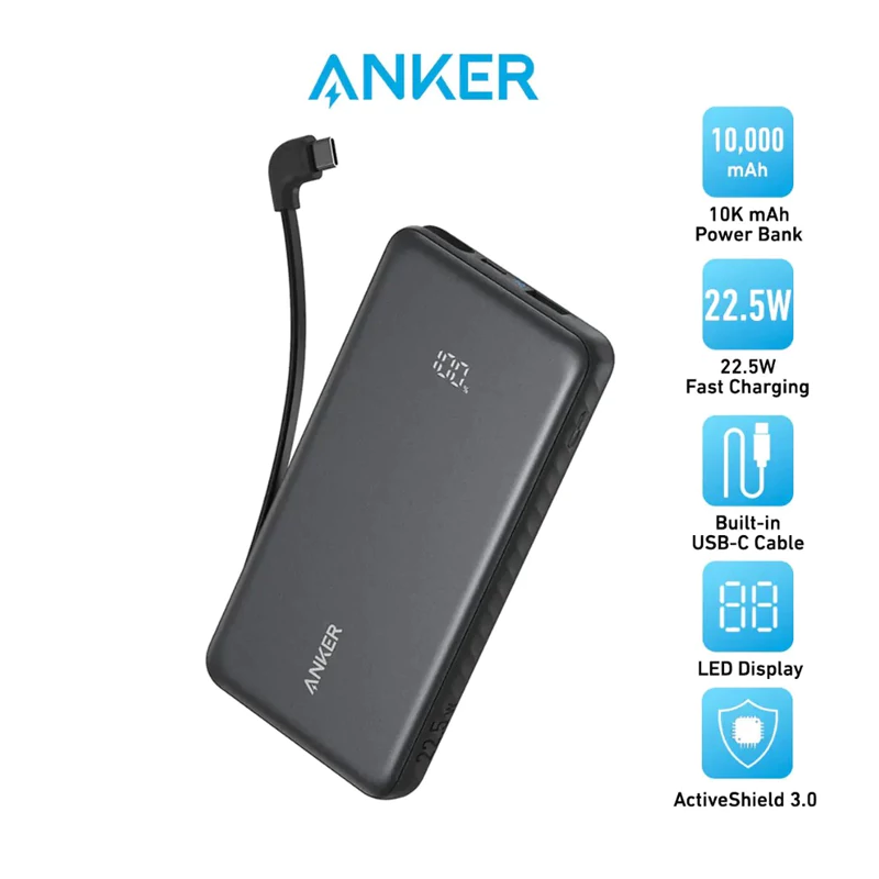 پاوربانک 10000 میلی آمپر 22.5 واتی انکر به همراه کابل مدل Anker A110D