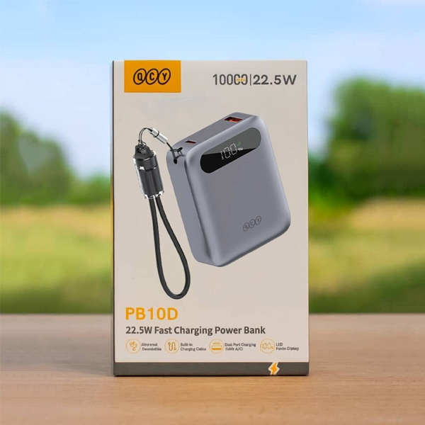 پاوربانک 22.5 وات کیو سی وای مدل QCY PB10D ظرفیت 10000 میلی‌آمپرساعت