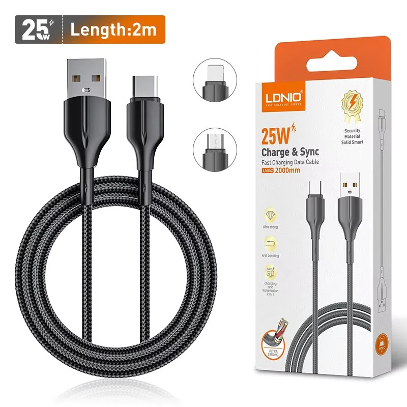 کابل تبدیل USB به USB-C الدینیو مدل Ldinio LS852 طول 2 متر