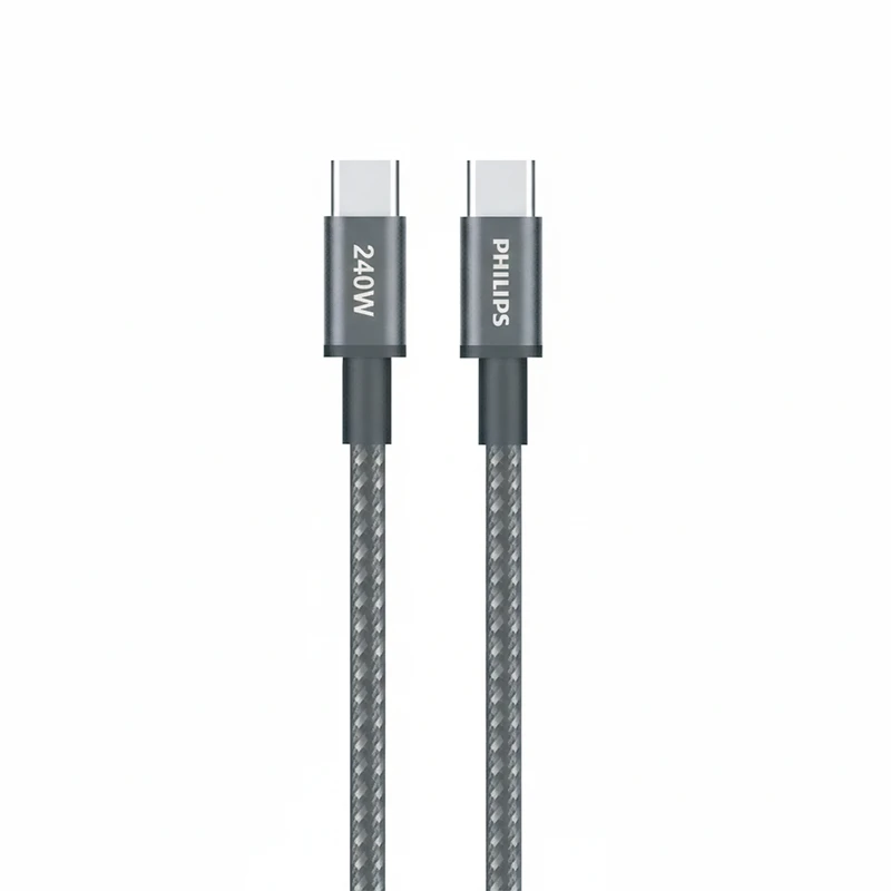 کابل تبدیل USB-C به USB-C فیلیپس مدل DLC7030C طول 1 متر (240 وات - روکش کنفی)