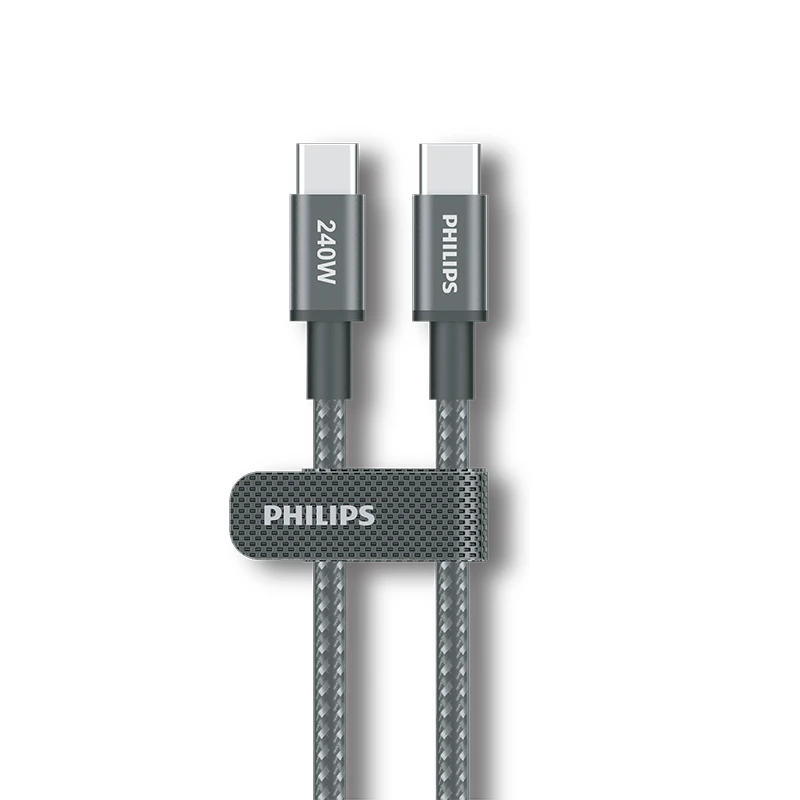 کابل تبدیل USB-C به USB-C فیلیپس مدل DLC7060C طول 2 متر (240 وات - روکش کنفی)