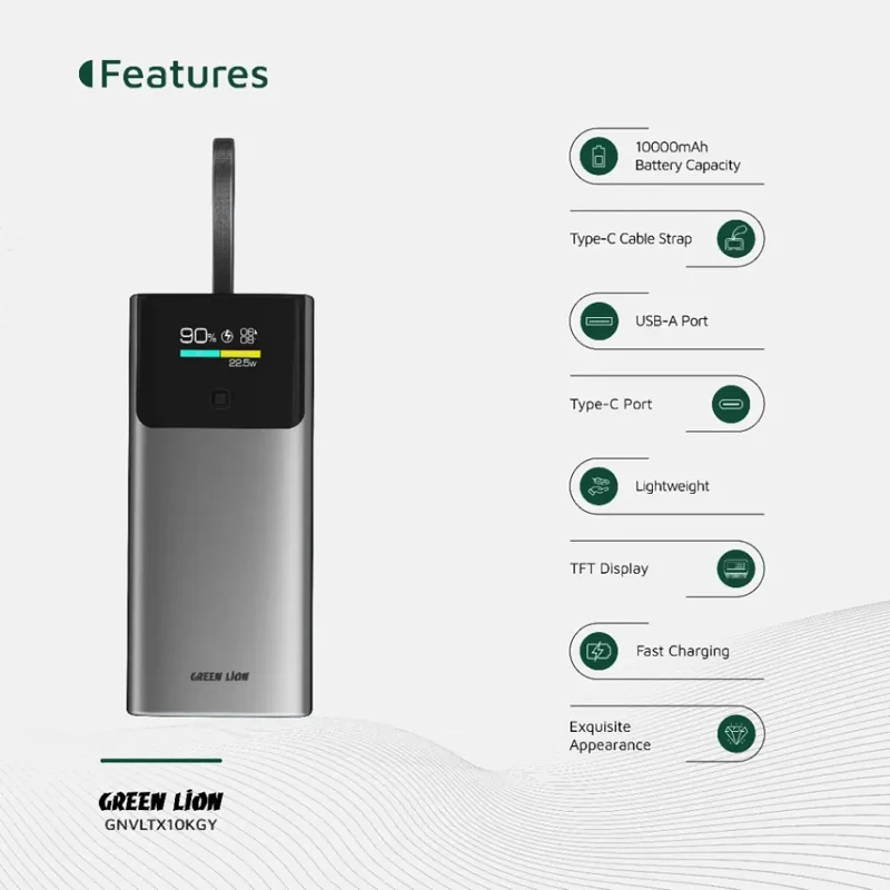 پاوربانک گرین لاین مدل Voltix ظرفیت 10 هزار میلی آمپر ساعت PD20W