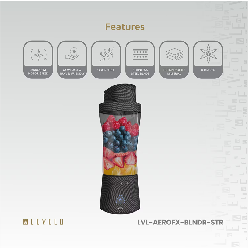 مخلوط کن شارژی قابل حمل لِوِلو مدل Levelo Portable Blender Aeroflex