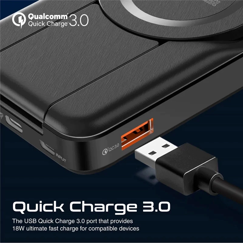 پاوربانک بی سیم 10000 میلی آمپر 3 کاره پرومیت مدل POWERPACK-FOLD