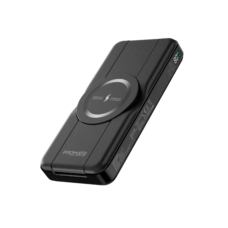 پاوربانک بی سیم 10000 میلی آمپر 3 کاره پرومیت مدل POWERPACK-FOLD