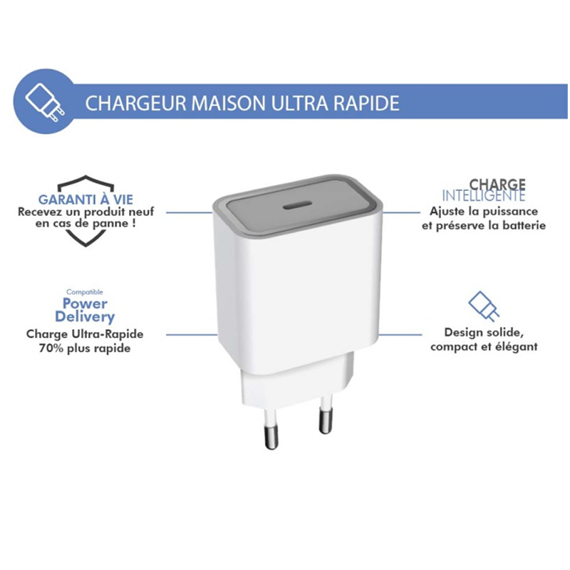 شارژر دیواری 30 وات فورس مدل FPLICS1C30WPDW USB-C PD