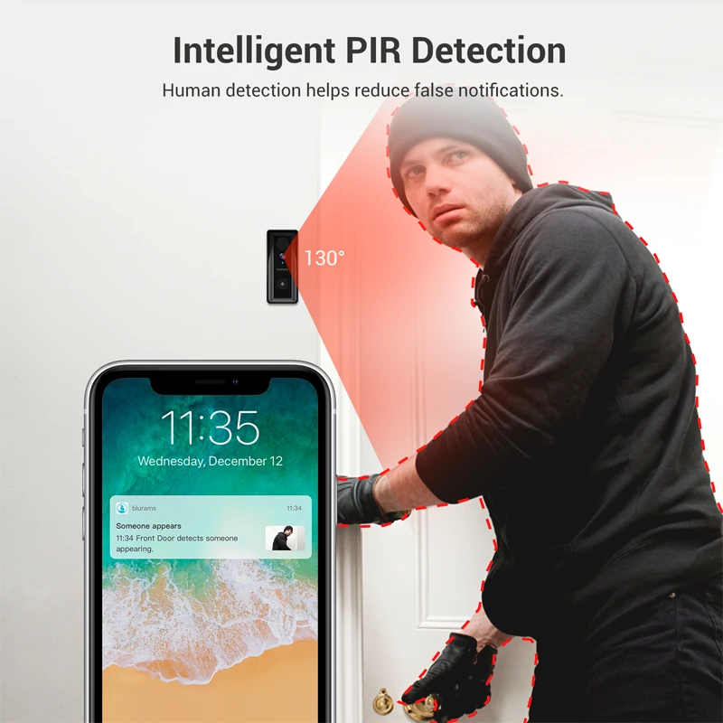 زنگ ویدیویی هوشمند بی‌سیم 2K بلورمز مدل Blurams Doorbell D10C