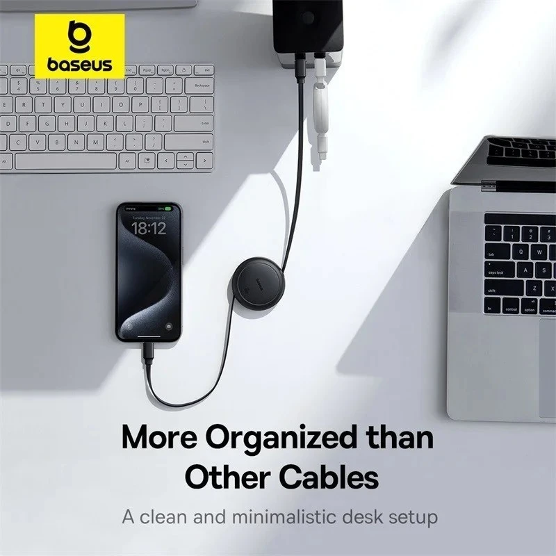 کابل 60واتی 1 متری USB-C به USB-C بیسوس مدل Free2Pull Mini  P10364500