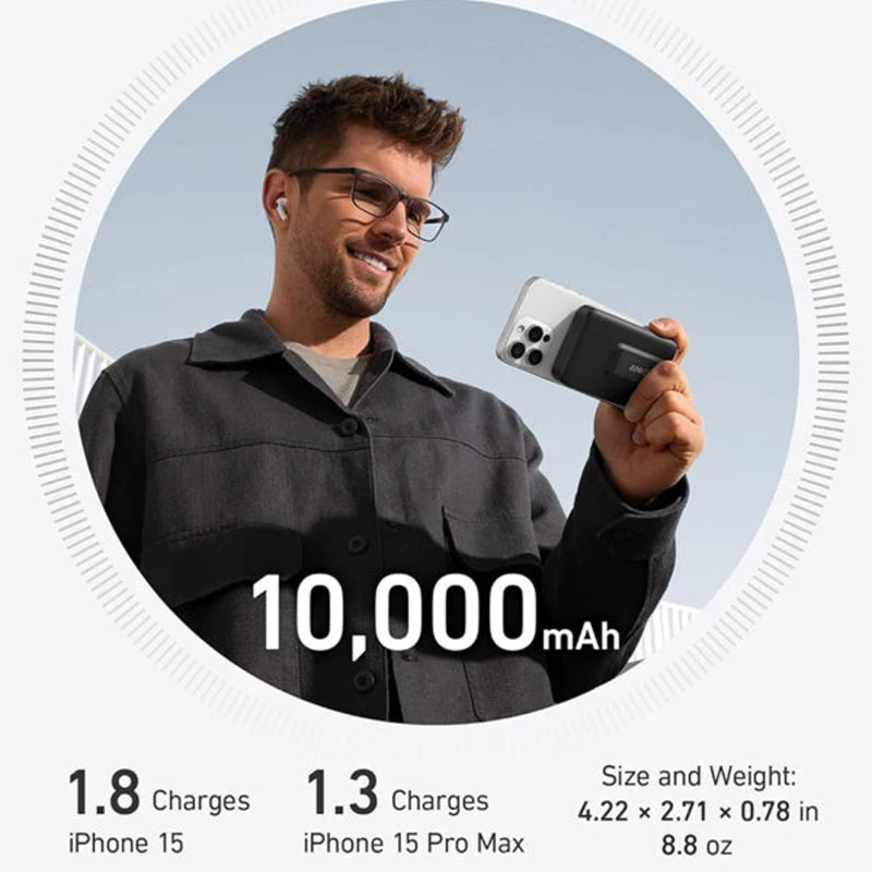 پاوربانک مگ سیف 10000 میلی آمپر انکر مدل Anker MagGo Power Bank A1654