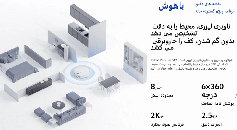 جارو رباتیک شیائومی مدل Xiaomi Robot Vacuum S12