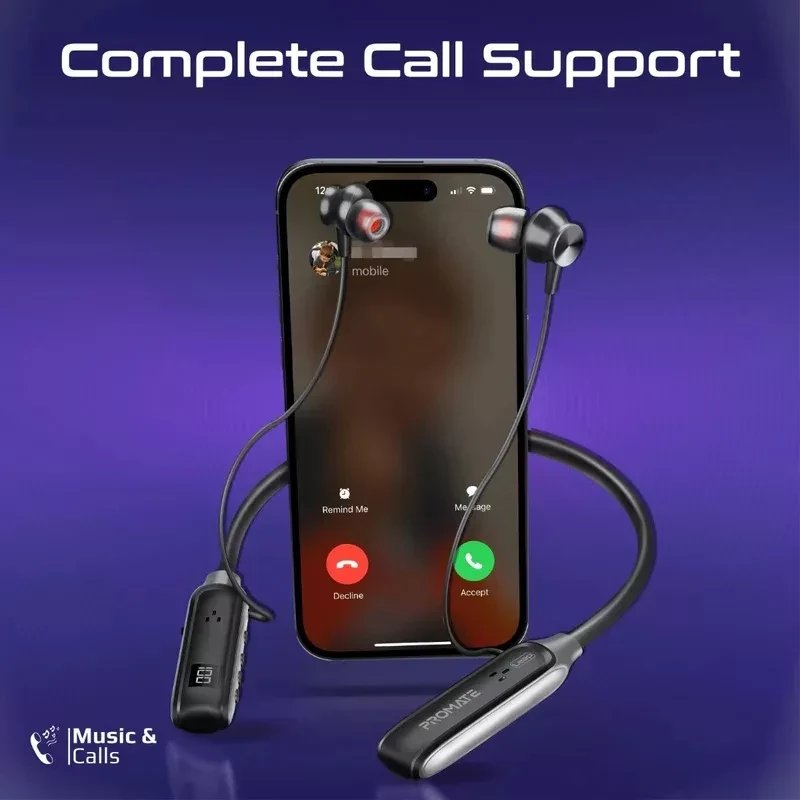 هندزفری بی‌سیم (نک بند بلوتوث) پرومیت مدل LEAP.BLACK