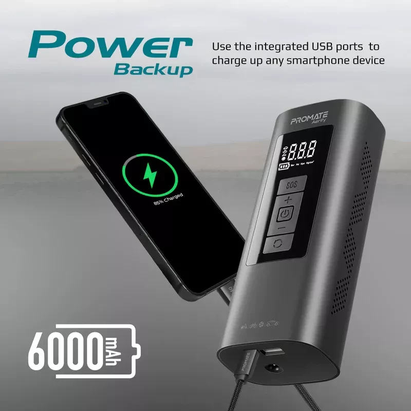 پاوربانک و کمپرسورهوای پرومیت  6000 میلی ‌آمپر ساعت-AERIFY