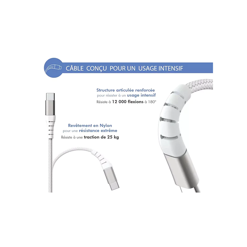 شارژر دیواری 65 وات فورس (فرانسه) FPLICS65WGANCBLCC USB-C با کابل 2 متری