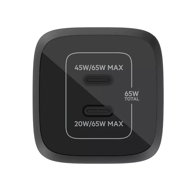 شارژر دیواری 65 وات بلکین مدل WCH013vf USB-C PD/GaN/PPS با دو پورت USB-C