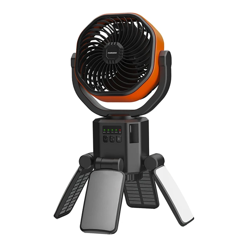 پنکه و پاوربانک خورشیدی پرودو مدل Porodo SunCharge Outdoor Solar Fan PDLFSTFNBKOG