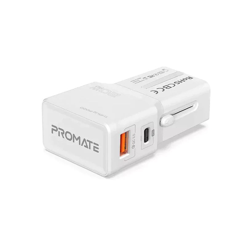 شارژر دیواری هوشمند پرومیت مدل TRIPLUG-PD20