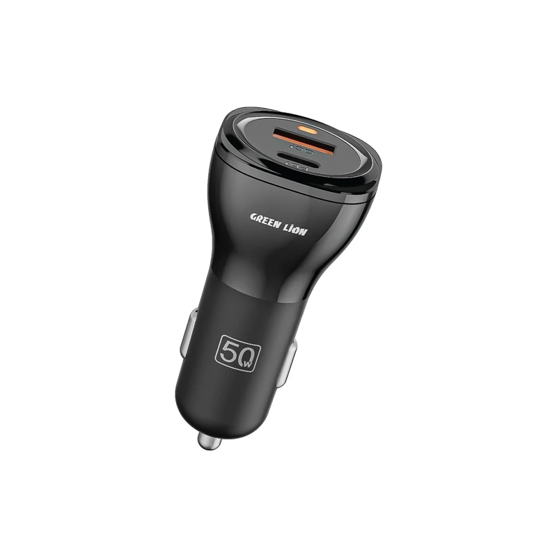 شارژر فندکی گرین لاین  ۵۰ وات دو پورت  مدل Dual Port Car Charger 50W