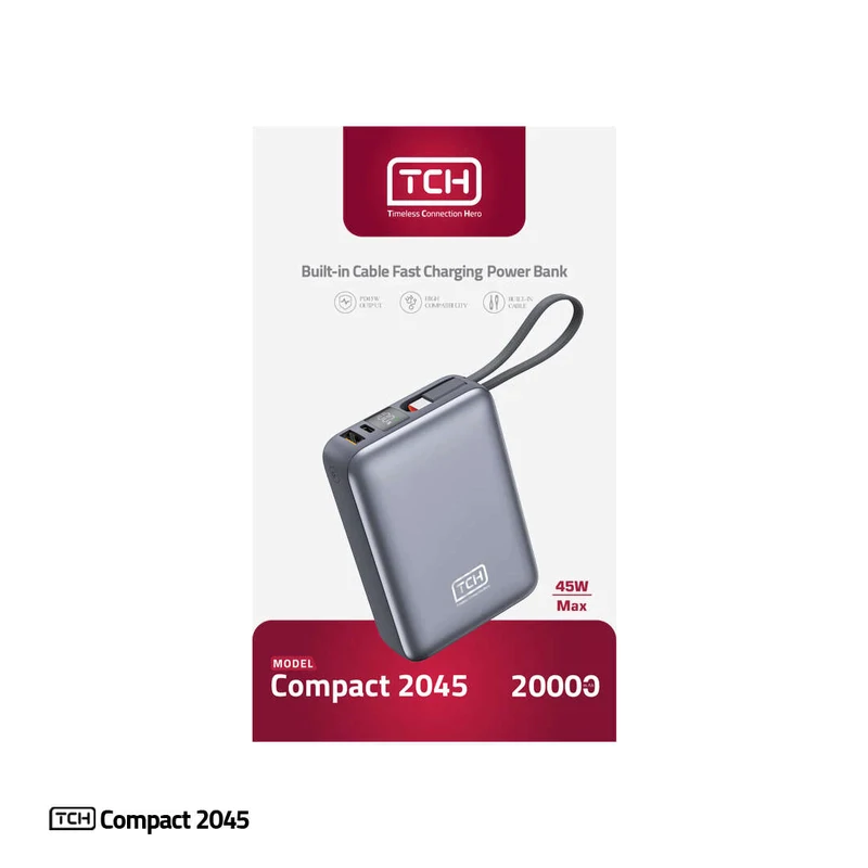 پاوربانک 45 وات تی سی اچ مدل Compact 2045 ظرفیت 20000 میلی‌آمپرساعت