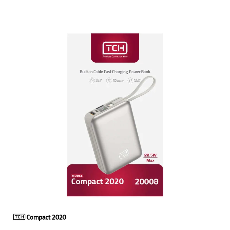 پاوربانک 22.5 وات تی سی اچ مدل Compact 2020 ظرفیت 20000 میلی‌آمپرساعت