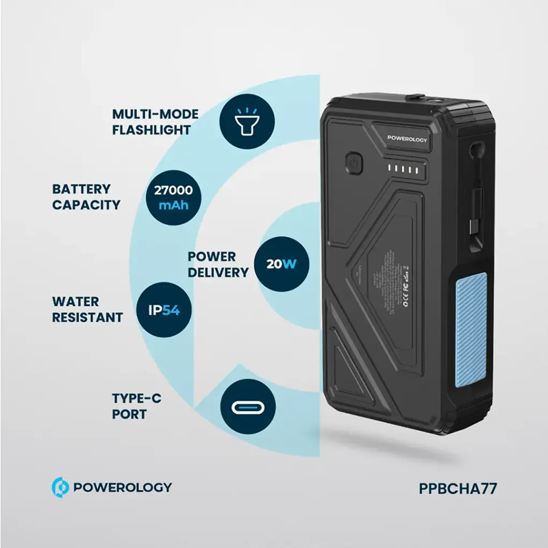 پاوربانک خورشیدی 27000 میلی آمپر پاورولوژی 22.5 واتی مدل  Powerology PPBCHA77
