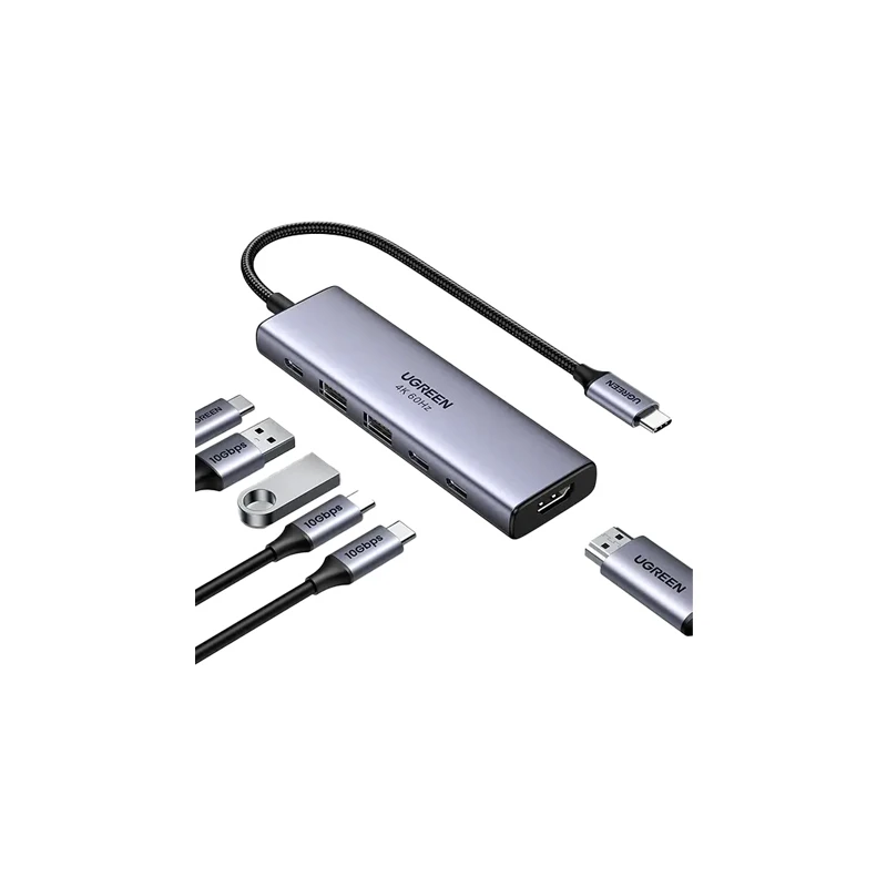هاب 6 پورت Type-C یوگرین مدل CM511-35999 با 2 پورت USB 3.0 و 1 پورت HDMI و 3 پورت Type-C