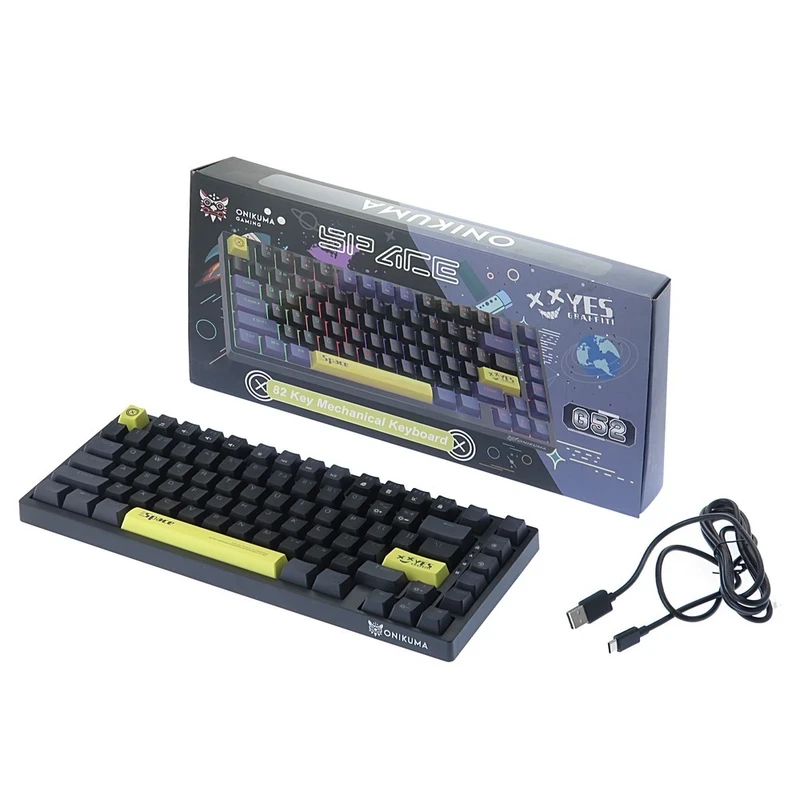 کیبورد گیمینگ اونیکوما مدل G52، مکانیکال سوییچ قهوه ای، Tenkeyless، نورپردازی RGB