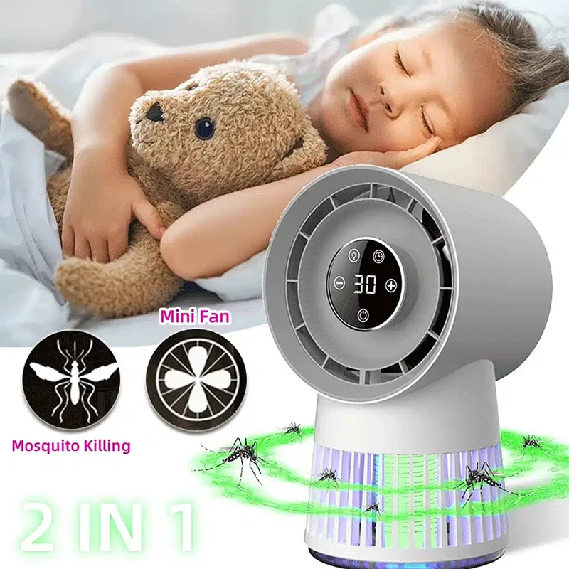 پنکه و حشره کش leaftless fan + mosqito light jc-fs-f01