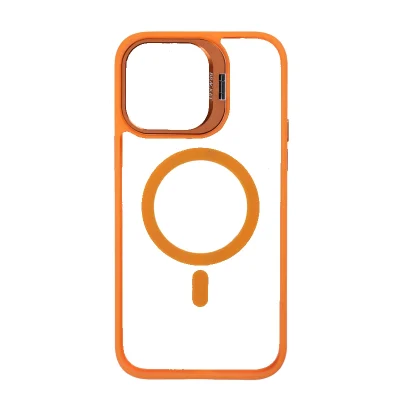 قاب گوشی بی رنگ دور نارنجی اپل Iphone 13 Magsafe