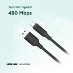 کابل شارژ USB-A به USB-C گرین لاین 1 متری 2.4آمپر مدل CNPVCATCBK - 6