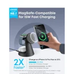 پایه شارژر بی سیم 3کاره 15 واتی انکر مدل B25M4 بهمراه آداپتور 40 وات و کابل - 7