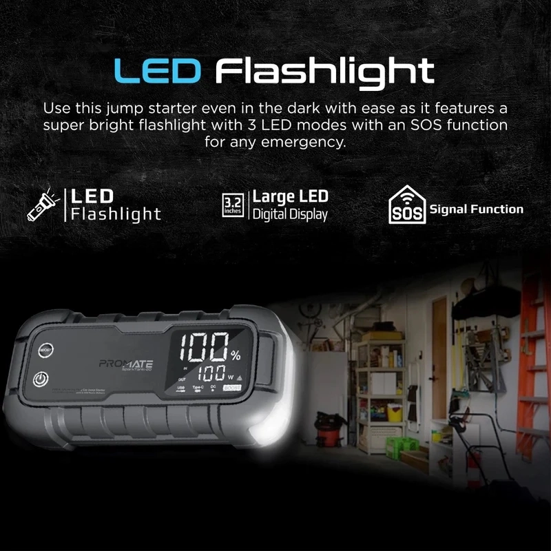 جامپ استارتر خودرو و پاوربانک پرومیت مدل sparktank-20 ظرفیت 20000 میلی آمپر ساعت - 6