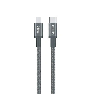 کابل تبدیل USB-C به USB-C فیلیپس مدل DLC7030C طول 1 متر (240 وات - روکش کنفی)