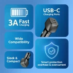 شارژر فندکی فیلیپس مدل DLP5522C توان 60 وات (دو پورت USB-C بدنه فلزی) - Image 8