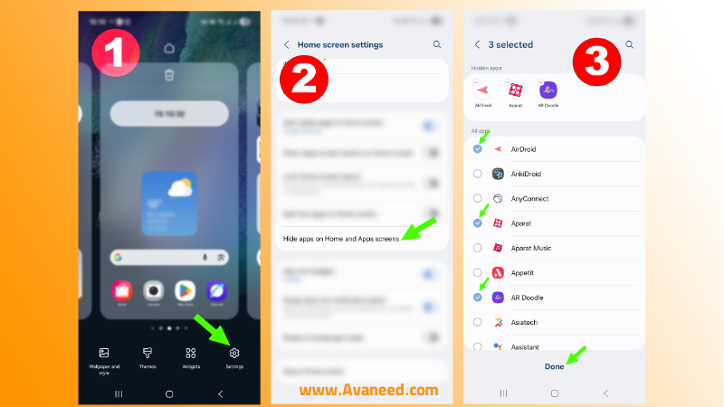 مخفی کردن برنامه‌ها از طریق منوی home screen