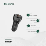 شارژر فندکی گرین لاین  ۵۰ وات دو پورت  مدل Dual Port Car Charger 50W - Image 3
